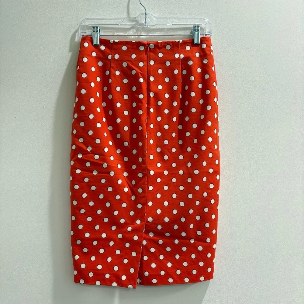 Boden Richmond Pencil Skirt Orange w/polka dots size 4R - Picture 7 of 10